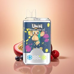 Uwin Crystal Twins 40000 Puffs Kiivi-marjakompleks Maasika-Vaarikas Mustikas kahe maitsesüsteemiga 850mAh aku